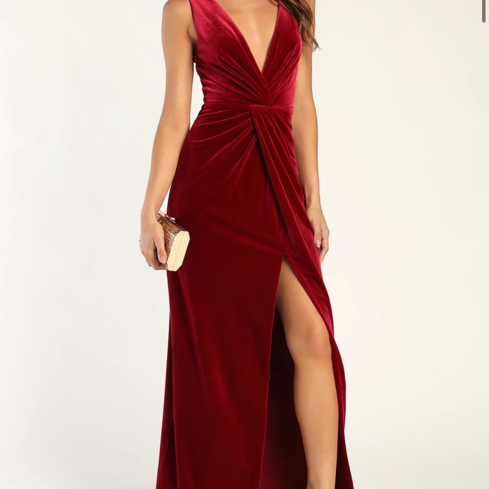 Elegant Red Velvet Dress